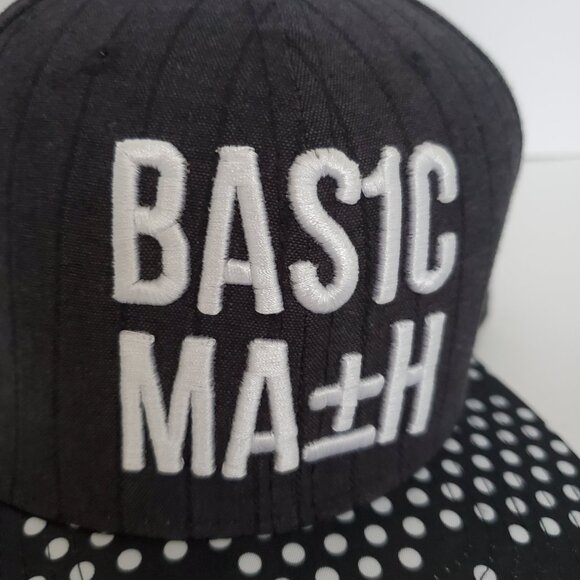 Newer BASIC MATH Snap Back Hat Sport Baseball Cap Black White Green Embroidered - Picture 3 of 8